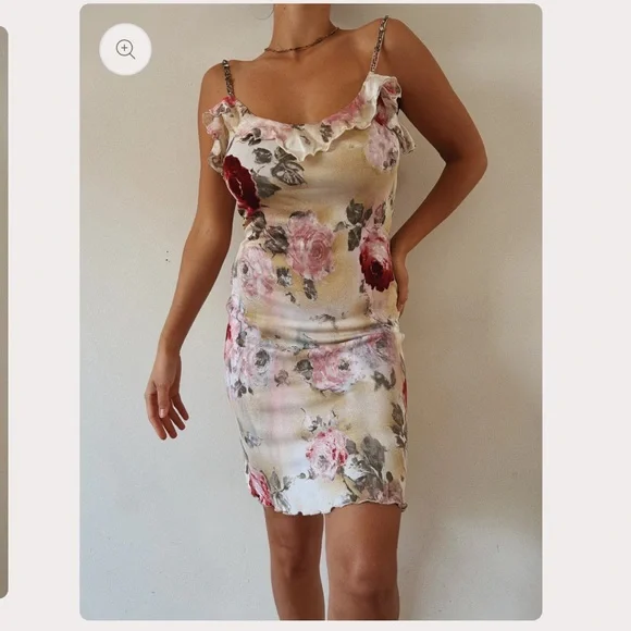 EURO ITALIAN Italian Designer Silky
Romantic Floral Dress - Picture 5 of 5